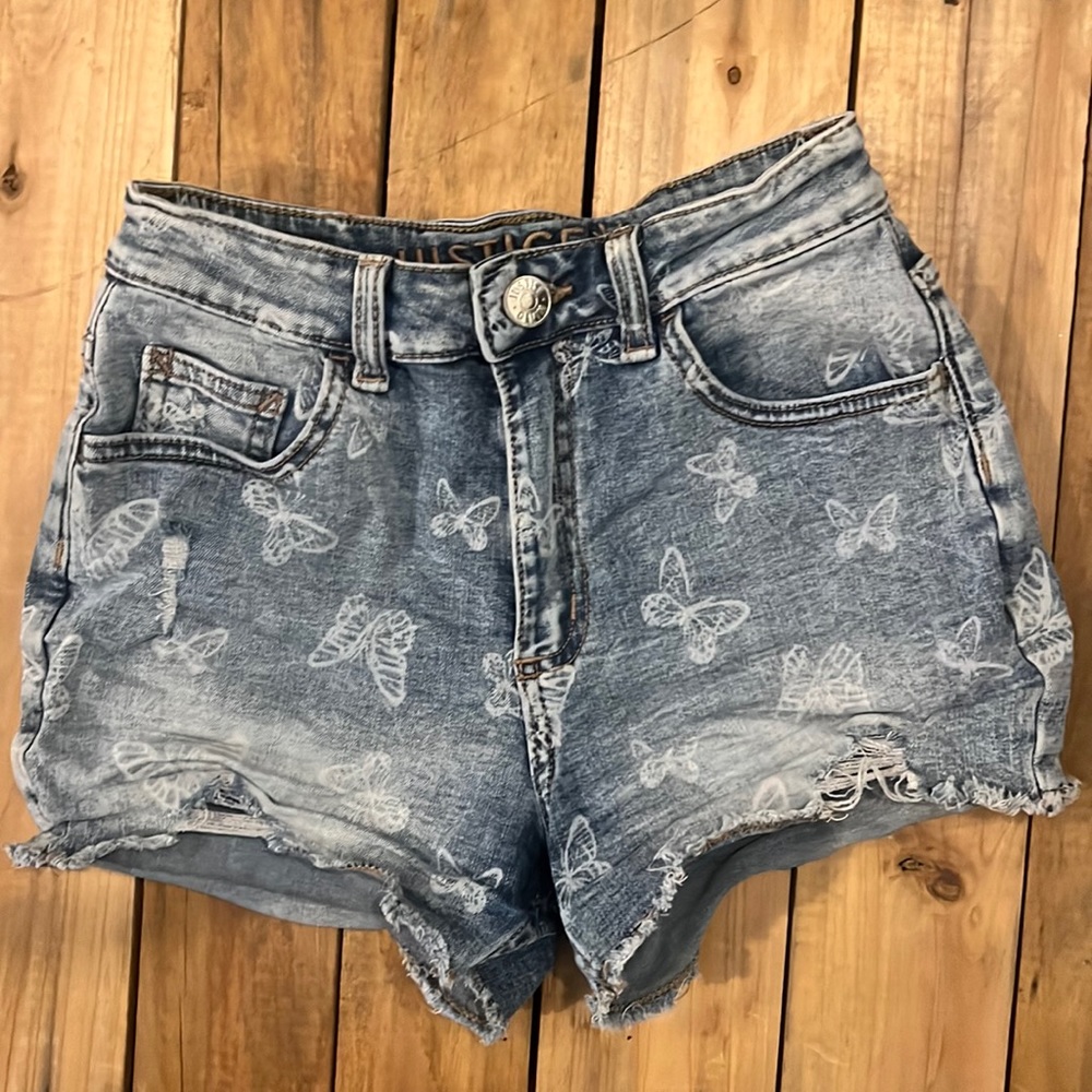 JUSTICE KIDS SHORTS - butterfly denim - size 12